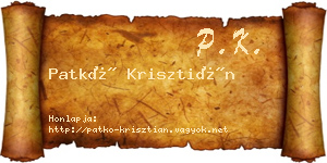 Patkó Krisztián névjegykártya