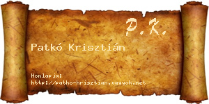 Patkó Krisztián névjegykártya